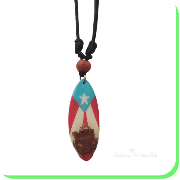 Collar ajustable bandera Puerto Rico  y Coquí