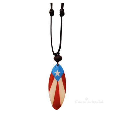 Collar-Ajustable-en-Madera-Bandera-de-Puerto-Rico,-Pintado-a-Mano-galeria-artesanal-puerto-rico-pr